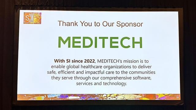 MEDITECH thank you sponsorship slide at the 2024 Scottsdale Annual Conference