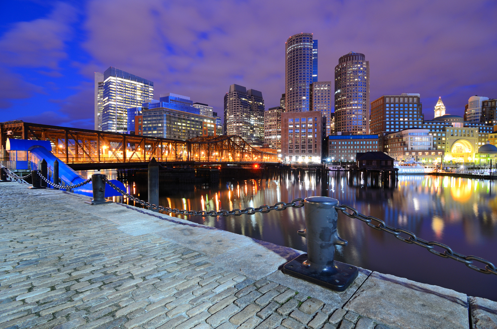 Boston, Massachusetts viewed from Boston Harbor.