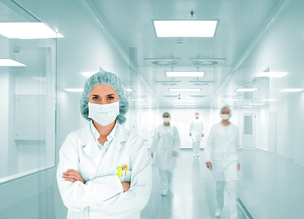 Scientists team at modern hospital lab, group of doctors-1